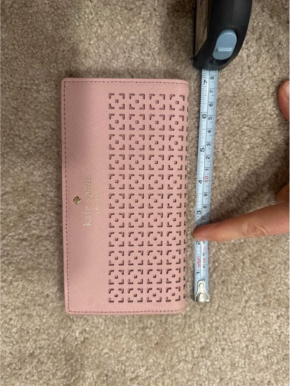 Kate Spade New York Pink Leather Wallet with Laser Cut Detail